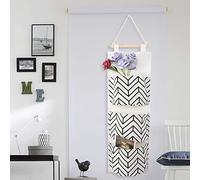 Akozon 3 Hanging Storage Bag for Wall or Door - Eco-Friendly Cotton Linen | Elegantes bolsillos colgantes para llaves, cargadores y más, ideales para uso en dormitorios y oficinas