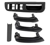 Akozon 4 Manija de Agarre de Puerta Interior, Interruptores de Ventana Principal Panel de Control Embellecedor Bisel + Manija de Agarre de Puerta Interior para Coche MK4 Modificado(negro)
