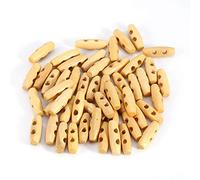 Akozon 50Pcs 2 agujeros madera cuerno botones de palanca natural oliva forma botones de palanca Trencas de Madera de Olivo de madera 11x30 mm para ropa decoración