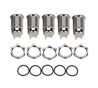 Akozon 5pcs Interruptor de Botón 12mm Botón de Inicio Impermeable de Metal Botón Pulsador Interruptor eléctrico Autobloqueo