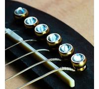 Akozon 6 Pines de Puente de Guitarra Hechos de Latón con Decoración de Puntos de Cristal, Piezas de Instrumentos Musicales, 6 Pines de Puente, Material de Cobre, Clavija de de Guitarra Acústica