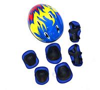 Akozon 7 Piezas de Equipo de Protección para Niños con Casco Ajustable, Rodillas, Almohadillas de y Pastillas para la Muñeca para Patinaje sobre Rodillos, Ciclismo y Deportes Al Aire en (Blue)