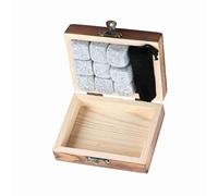 Akozon 9 PPCs WHI FHILING PIEDS SET - Piedras de Enfriamiento de Bebidas Saponitas Naturales en Caja de Madera | Whiskey Chiller Rocks para Casa, Pub y Fiesta | Sésamo (#1)
