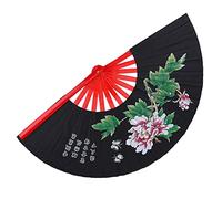 Akozon Abanico de Seda de Bambú para Artes Marciales Tai Chi y Kung Fu, Entrenamiento de Práctica de Danza Wushu con Mano Derecha, Construcción de Tela Elegante con Pintura