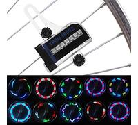 Akozon Accesorio de Lámpara de Cable de Luz de Radios RGB de 14LED de Doble Cara para Bicicleta de Montaña, Luces para Neumáticos Gruesos de 4 Pulgadas con 4 Radios
