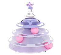 Akozon Adornos para Gatos Rodillo 3 Niveles Base Antideslizante Fácil de Limpiar Placa Giratoria Interactiva Adornos de Pista para Batear Persiguiendo Swatting Púrpura Accesorios
