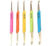 Akozon Agujas de Ganchillo, Ganchillos Kit TPR Mango de Goma Blanda Doble Gancho 2mm-6mm Aguja de Punto de Aluminio
