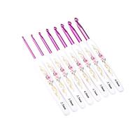 Akozon Agujas de Ganchillo Rosa, Alto Grado Retro Estilo 8 PCS Aguja de punto de aluminio (Rauer Griff)