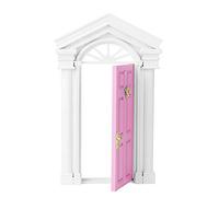 Akozon Akozon 1:12 Dollhouse en Miniatura Fairy Wood Birch Puerta con Accesorios - Apertura Mini Modelo de Puertas para Escenas de (Rosado)