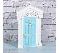 Akozon Akozon 1:12 Dollhouse en Miniatura Fairy Wood Birch Puerta con Accesorios - Apertura Mini Modelo de Puertas para Escenas de (Blue)