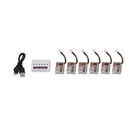 Akozon AKOZON 6PCS 1S 600MAH 30C LI PO Batería Pack 3.7V para Automóviles RC - Incluye XH2.54 White Connector & Charger