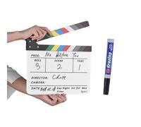 Akozon Akozon Claqueta Acrílica Profesional para Producción de Cine y Televisión - Pizarra de Borrado en Seco con Borrador - Ideal para Directores y Directores de Fotografía (Palo multicolor)