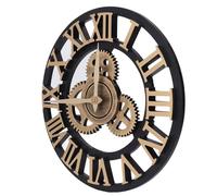 Akozon Akozon Gran 3D Relo de Pared Retro 34 Cm Reloj de Pared de Engranajes de Madera Vintage con Números para la Sala de Estar de Estilo Industrial Decoración de la Sala de Estar en el Hogar (GOLD)