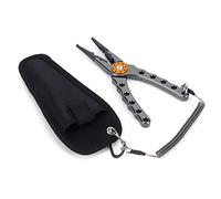 Akozon Alicates Multifuncionales para Señuelos de Pesca: Removedor de Anzuelos de Aleación de Aluminio con de Resorte, Cortador de Alambre, Cordón en Espiral y Bolsa de Almacenamiento, Herramienta