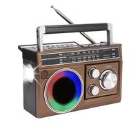 Akozon Altavoz de Radio BT Portátil, Batería Solar Estéreo de 5W, Alimentación USB, Linterna LED, Radio Am SW de Emergencia para Exteriores (Café)