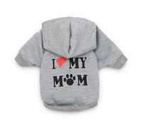 Akozon Amo a Mi Madre con Capucha Impresa para Perros - Sudadera de Cachorro de Vellón Cálido, Opciones de Color y Color para Todas Las Razas (Gery #46)
