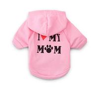 Akozon Amo a Mi Madre con Capucha Impresa para Perros - Sudadera de Cachorro de Vellón Cálido, Opciones de Color y Color para Todas Las Razas (Pink #52)