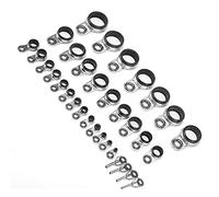Akozon Anillo de Ojos para Guías de Caña de Pescar, Juego de Anillos de Línea de Balsa de Acero Inoxidable de 33 Piezas, Kit de Guías Telescópicas para Cañas de Surf, Kit de