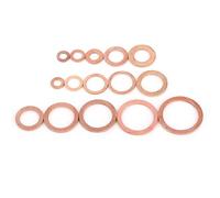 Akozon Arandelas de Sellado de Cobre, Plano 150 Pcs 15 Tamaños 150 Piezas de Juntas Métricas de Anillo Kit de Variedad de Variedades con Caja con