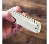 Akozon Armónica de Blues con 10 Agujeros, Llave F, órgano Bucal Profesional con Cubierta de Acero Inoxidable, Cuerpo Abs, Portátil para Principiantes y Adultos (WHITE)