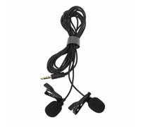 Akozon Black Double Head, Instalación Requerida Collar de Solapa Mic Microfono Lavalier sin Controlador