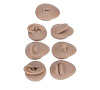 Akozon Body Piercing Model Set de Silicona - Simulación Realista de la Oreja, Ojo, Nariz, Boca, Lengua y Botón del Vientre para los Perforadores Novatos (Tono de piel oscura)