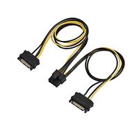 Akozon Cable de alimentación PCI-E, adaptador SATA de 15 pines de doble pin a 8 macho hembra PCI Express Adaptador de conector hembra a macho de 0 4 m (cable doble de 40 cm)