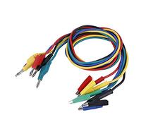 Akozon Cable de Prueba, Enchufe de Plátano a Pinza de Cocodrilo de Silicona 1000V 15A para Multímetros digitales, 5pcs 1M 4mm