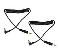 Akozon Cable de Sincronización de PC Flash Universal de 2 Piezas de 3,5 Mm a Macho Cordón Enrollado con Bloqueo de Tornillo para Cámaras Digitales
