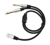 Akozon Cable Divisor en Y Estéreo de 1/8 de Pulgada a 1/4 de Pulgada, Hembra de Doble Canal de 3,5 Mm a Macho Mono Dual de 6,35 Mm, Adaptador de Chapado en Oro de 19,7 para Mezcladores, Parlantes Y