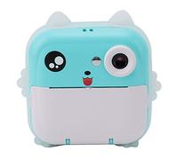 Akozon Cámara de Impresión Instantánea Digital de 24MP con Vídeo 1080P y 720P, Pantalla de 2,4", Recargable por USB, Coloración Creativa, Divertidas Pegatinas para Selfies para S (Azul Verde)