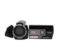 Akozon Cámara de Vídeo, 5K HD 56MP Pantalla Táctil de 3 Pulgadas Zoom 18X Cámara de Vlogging de Visión Nocturna con Micrófono Parasol Control Remoto Soporte de Mano