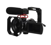 Akozon Cámara de Video, Videocámara 4K 30MP Ultra HD 3.0 Pulgadas IPS Pantalla Táctil de Rotación Visión Nocturna por Infrarrojos con Parasol para Micrófono Soporte de Mano