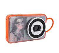 Akozon Cámara Digital Enfoque Automático 4K 48MP Lente Frontal Trasera AF Enfoque Automático Antivibración Zoom Digital 18X Cámara con Tarjeta de Rejilla para Viajes Fiesta Graduación (Orange)