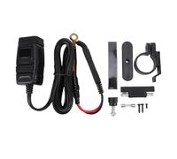 Akozon Cargador de Teléfono de Motocicleta USB Tipo C Prueba de Lluvia Carga Rápida con Voltímetro y Interruptor (BLUE)