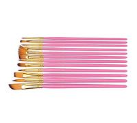 Akozon Cepillo de Pintura para el Cabello de Nylon de 12 Piezas para Pintura de Aceite, Acrílico, Acuarela y Gouache (Rosa roja)