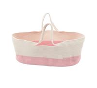 Akozon Cesto de dormir para bebé, de algodón, plegable, con protector de colchón, de seguridad, de dibujos animados, portátil, color rosa