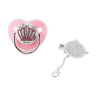 Akozon Chupete Bling para bebé con de Diamantes de Imitación, Silicona Ultra Suave, Chupete Infantil Seguro sin BPA con Clip de Cadena, Tamaño M (PINK)