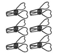 Akozon Clips de Carpeta de Metal en Forma de Corazón de 100 Piezas Pequeños, Diseño Hueco para Oficina, Documentos, Certificados y Boletos (BLACK)
