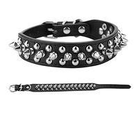 Akozon Collar de Hebilla con Tachuelas de Cuero PU Ajustable para Mascotas para Gatos y Perros - Correa con Remaches en Negro, Rojo, Rosa y Marrón - Tallas XS, S, M, L Disponibles