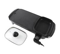 Akozon Combinación de Parrilla y Olla Caliente Eléctrica 2 en 1 de 1400 W con Revestimiento Antiadherente, Control de Temperatura Independiente, Drenaje de Aceite y Diseño Fácil de Limpiar