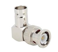 Akozon Conector Adaptador de Codo de ángulo Recto BNC Macho a BNC Hembra, Latón de 50 Ohmios, 4 Uds. para Sistemas de Cables Coaxiales