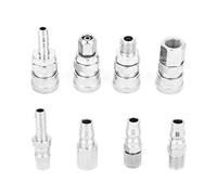 Akozon conector neumático tipo c Enchufe de Acoplamiento Rápido C tipo Air Push Quick Fittings para Mangueras de Compresor de Aire Neumático, 8 piezas 3/8"