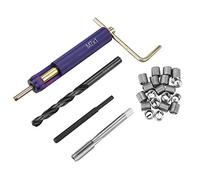 Akozon Conjunto de Herramientas de Reparación de Insertos Roscados de Tornillo M7*1.0: Kit Integral de Reparación de Roscas con Herramienta de Instalación, Toque, Taladro y 20 Insertos para