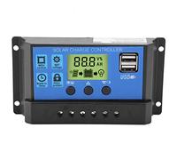 Akozon Controlador de Carga de Panel Solar, PWM 12V 24V Doble Puerto USB Pantalla LCD Controlador de Carga Regulador Panel Solar de Batería Inteligente (YJSS-20A)