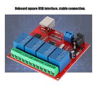 Akozon Controlador de Interruptor Inteligente USB para Ordenador, 4 Canales, 12V, Módulo de relé para PC, Placa de Expansión