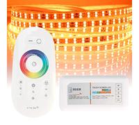 Akozon Controlador LED RGBW con Control Remoto RF Táctil Inalámbrico 2.4G - Atenuador para Tiras LED RGBW, DC 12-24V, Diseño Elegante con de Color y Control de Brillo
