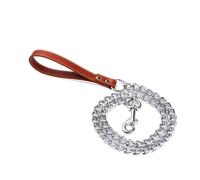 Akozon Correa de Cadena de Entrenamiento para Caminar para Perros, con de Cuero de PU, Correa Roja de 2mm X 120cm para Perros Pequeños, Medianos y Grandes (3,0mm*120cm)