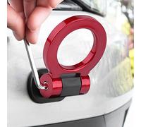 Akozon Decoración de Gancho de Remolque de Coche - Anillo Redondo de Tracción Adhesivo para Remolques - Diseño Estético Elegante, Fuerte Adherencia, para Varios Vehículos (Rojo)
