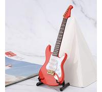Akozon Decoración de Guitarra en Miniatura: Modelo de Guitarra Eléctrica Roja en Miniatura, Adorno Artesanal para Instrumentos Musicales
